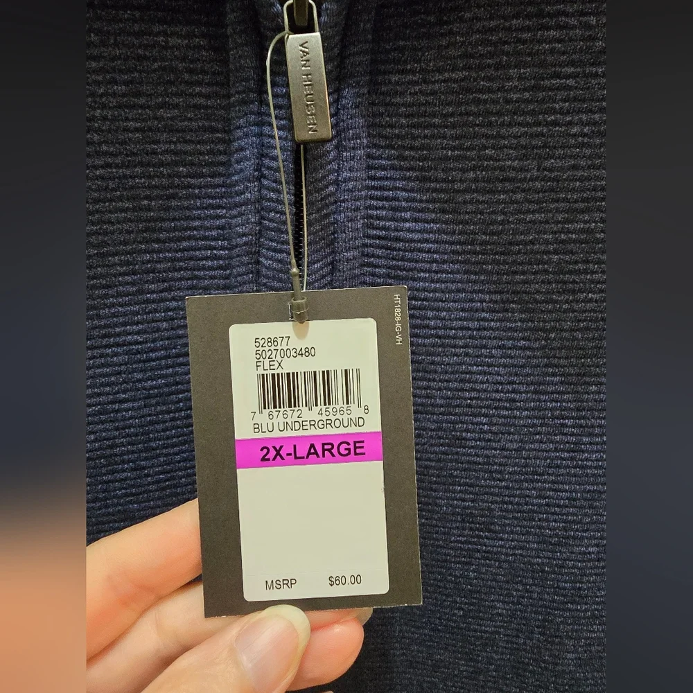 Van Heusen Men's Navy Zip-Up Sweater Xxl - Picture 4 of 7